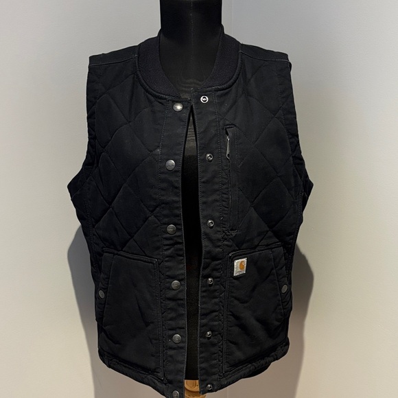 Carhartt Black Quilted Vest with Snap Buttons - Picture 1 of 6